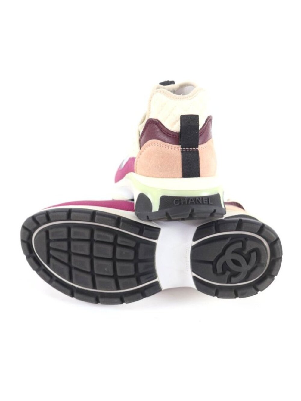 Chanel CC Logo Leather Lace Up Mesh Sneakers Multi 36 - Picture 6 of 14